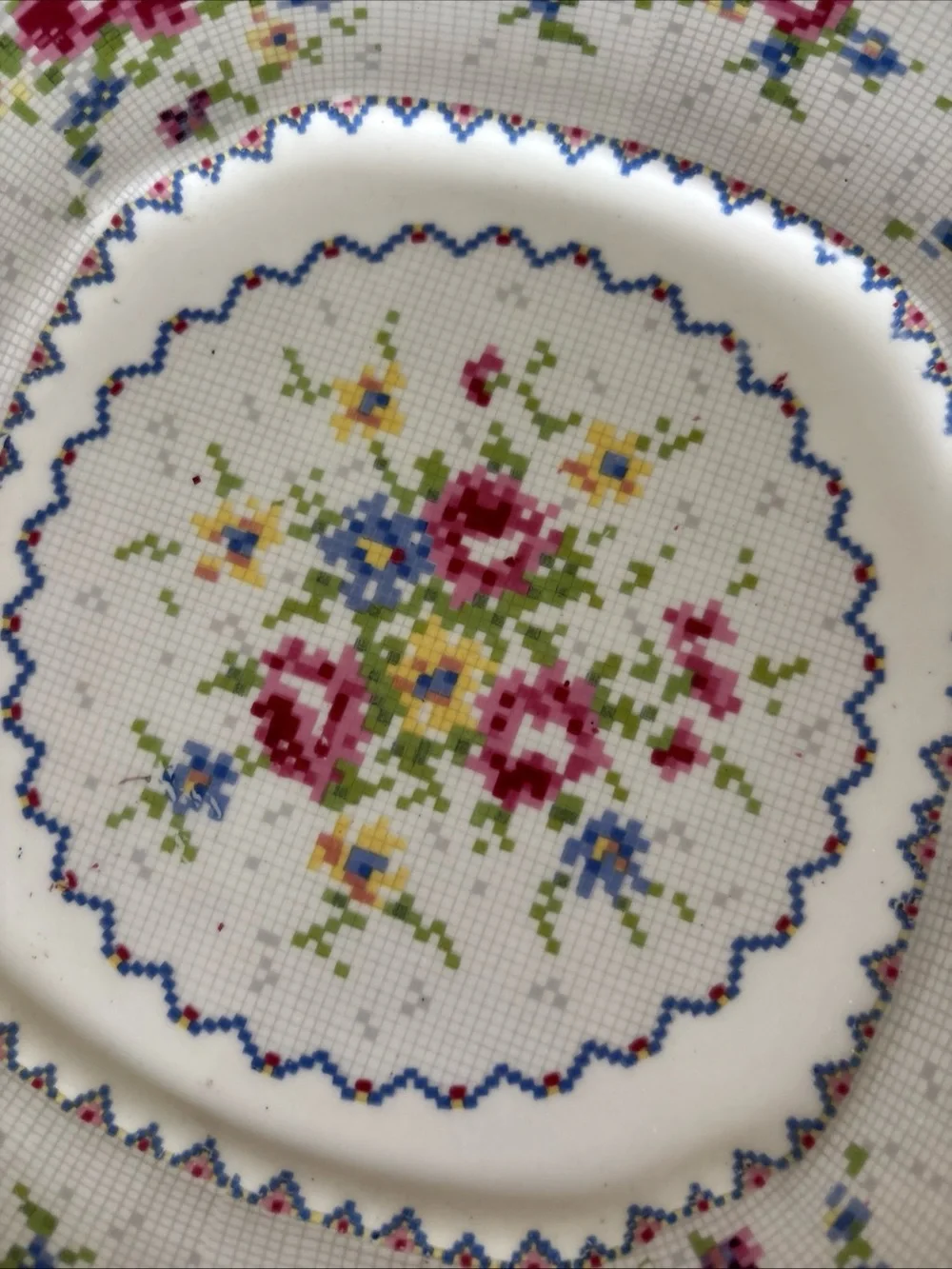 Vintage Royal Albert Gold Trimmed Cake Plate Petit Point Cross Stitch Pattern
